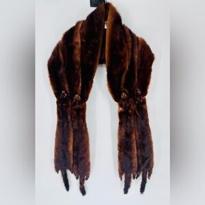 Luxury Mink Stole Fur Wrap Vintage 1940-50’s Brown